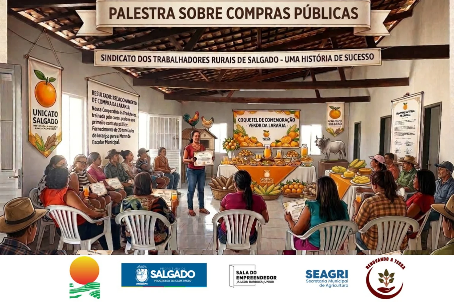 Agricultor e produtora rural de Salgado/SE com produtos da agricultura familiar
